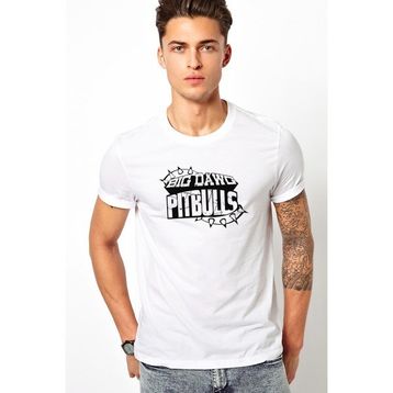 Qivi Pitbull Big Dawg Baskılı Beyaz Erkek T-shirt