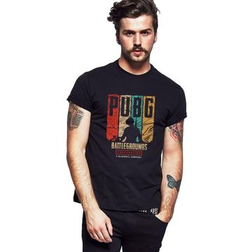 Qivi Pubg Battlegrounds Corporation Baskılı Siyah Erkek Örme T-shirt