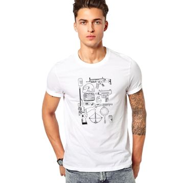 Qivi Pubg Envanter Baskılı Beyaz Erkek T-shirt