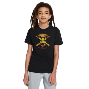 Qivi Pubg Kurukafa Sarı Baskılı Unisex Çocuk Siyah T-shirt