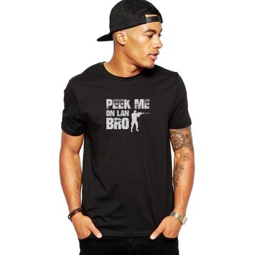 Qivi Pubg Peek Me On Lan Bro Baskılı Siyah Erkek Örme T-shirt