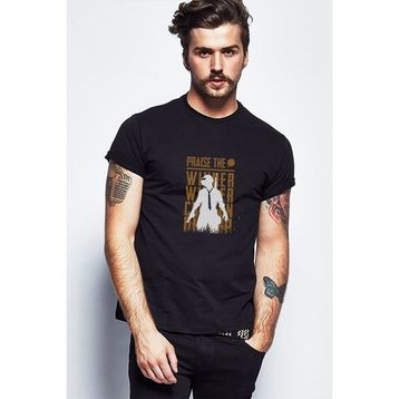 Qivi Pubg Praise The Winner Baskılı Siyah Erkek Örme T-shirt