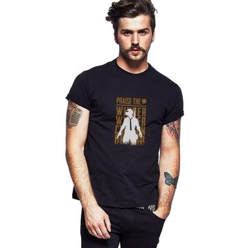 Qivi Pubg Praise The Winner Baskılı Siyah Erkek Örme T-shirt