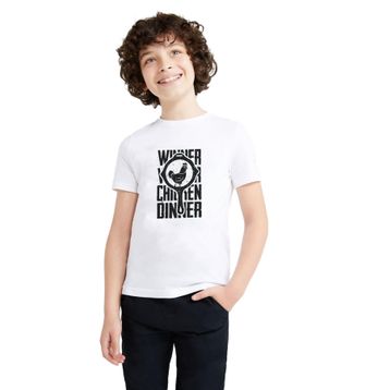 Qivi Pubg Pubg Winner Tava Tavuk Baskılı Unisex Çocuk Siyah T-shirt