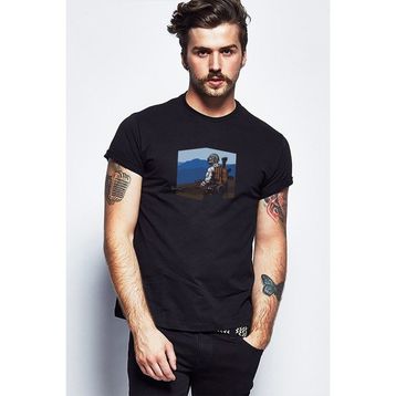 Qivi Pubg Sniper Mountain Baskılı Siyah Erkek Örme T-shirt