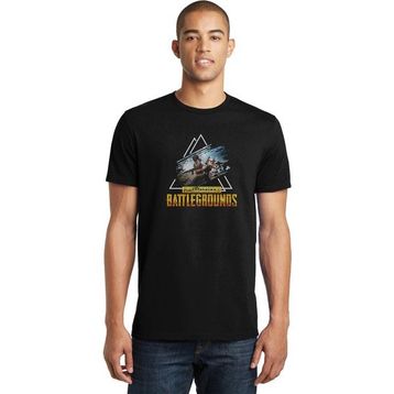 Qivi Pubg Üçgen Baskılı Siyah Erkek Örme T-shirt