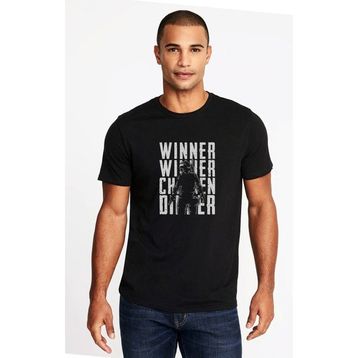 Qivi Pubg Winner Baskılı Siyah Erkek Örme T-shirt