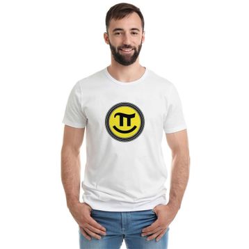 Qivi RF0243-ERKTS 14 Mart Dünya Pi Günü Dj Baskılı Beyaz Örme Erkek T-shirt
