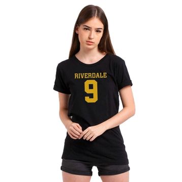 Qivi RF0514-KDNTS Riverdale 9 Baskılı Beyaz Örme Kadın T-shirt