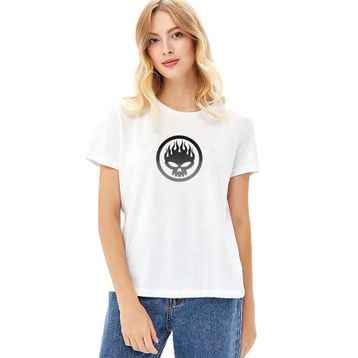 Qivi RF1131-KDNTS The Offspring Baskılı Beyaz Örme Kadın T-Shirt