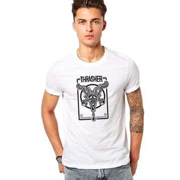 Qivi RF1144-ERKTS Thrasher Magazine Baskılı Beyaz Örme Erkek T-shirt