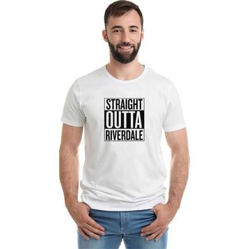 Qivi Riverdale Straight Outta Riverdale Baskılı Beyaz Erkek T-shirt