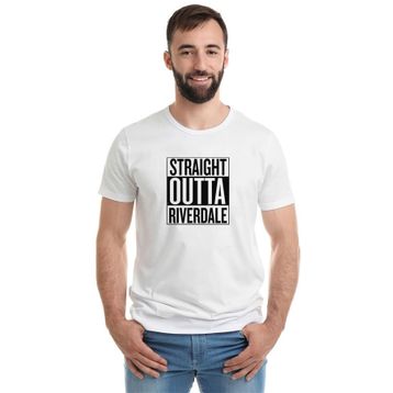 Qivi Riverdale Straight Outta Riverdale Baskılı Beyaz Erkek T-shirt