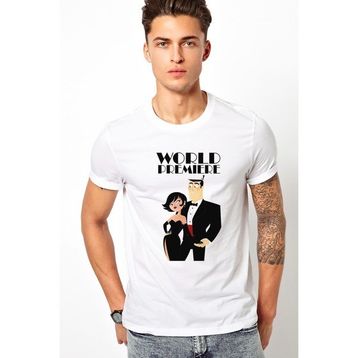 Qivi Samurai Jack Örme Baskılı Beyaz Erkek T-shirt