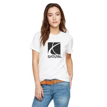 Qivi Saturn Baskılı Beyaz Örme Kadın T-shirt