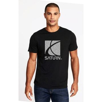 Qivi Saturn Baskılı Siyah Erkek Örme T-shirt