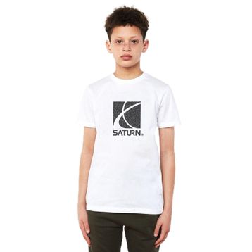 Qivi Saturn Baskılı Unisex Çocuk Siyah T-shirt