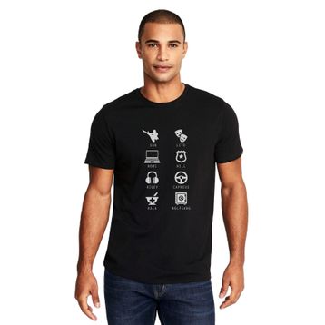 Qivi Sense 8 Minimalist Symbols Name Baskılı Siyah Erkek Örme T-shirt
