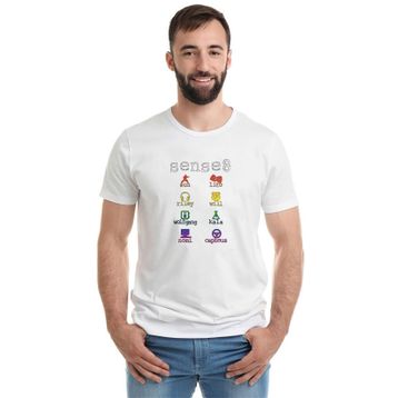 Qivi Sense 8 Minimalist Symbols Name Colour Baskılı Siyah Erkek Örme T-shirt
