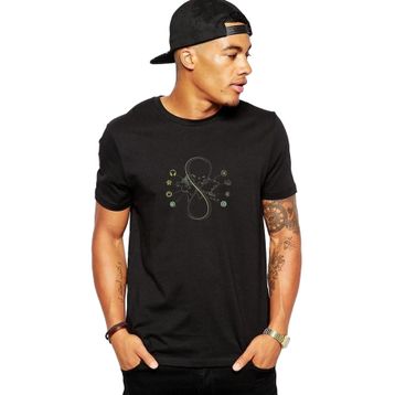 Qivi Sense 8 Symbols Baskılı Siyah Erkek Örme T-shirt