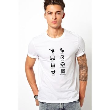 Qivi Sense8 Minimalist Symbols Name Baskılı Beyaz Erkek T-shirt