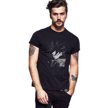 Qivi SFK0617ERKTS Anime Dragon Ball Baskılı Siyah Örme Erkek T-shirt