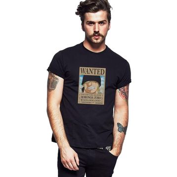 Qivi SFK0659ERKTS Anime One Punch Man Wanted Baskılı Siyah Örme Erkek T-shirt