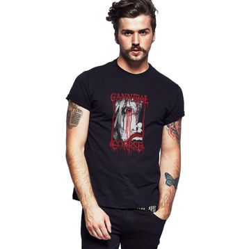 Qivi SFK0683ERKTS Cannibal Corpse Rock Metal Müzik Baskılı Siyah Örme Erkek T-shirt