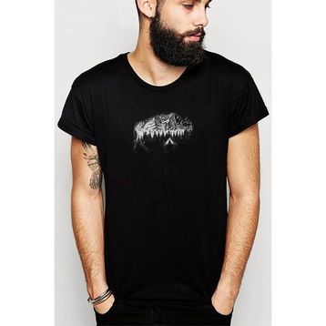 Qivi Silhouette Buffalo Baskılı Siyah Erkek Örme T-shirt