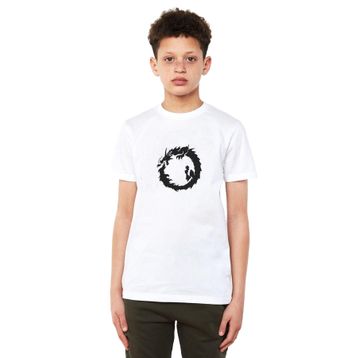 Qivi Silhouette Dragon Bearded Baskılı Unisex Çocuk Siyah T-shirt
