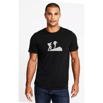 Qivi Silhouette Hiking Baskılı Siyah Erkek Örme T-shirt