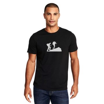 Qivi Silhouette Hiking Baskılı Siyah Erkek Örme T-shirt