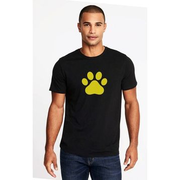 Qivi Silhouette Paw Baskılı Siyah Erkek Örme T-shirt