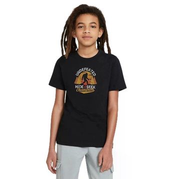 Qivi Silhouette Undefeated Hide and Seek World Baskılı Unisex Çocuk Siyah Sweatshirt