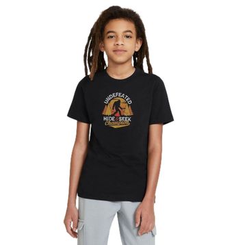 Qivi Silhouette Undefeated Hide and Seek World Baskılı Unisex Çocuk Siyah Sweatshirt
