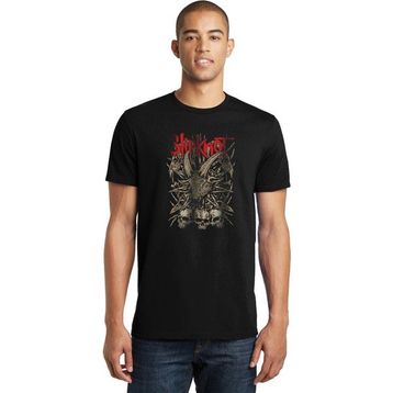 Qivi Slipknot Cover Skull Rock Metal Müzik Baskılı Siyah Örme Erkek T-shirt