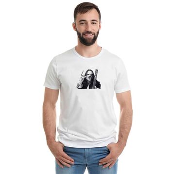 Qivi Slipknot Mıck Thomson Silüet Metal Rock Baskılı Beyaz Erkek Örme T-shirt