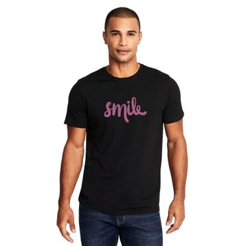 Qivi Smile Euclidean Microsoft Word Baskılı Siyah Örme Erkek T-shirt