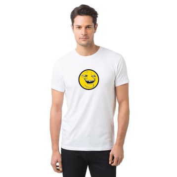 Qivi Smile Trollface Internet Troll Gülümseme Yüz Baskılı Beyaz Erkek Örme T-shirt