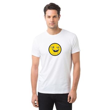 Qivi Smile Trollface Internet Troll Gülümseme Yüz Baskılı Beyaz Erkek Örme T-shirt