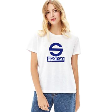 Qivi Sparco Logo Baskılı Siyah Kadın Örme T-shirt