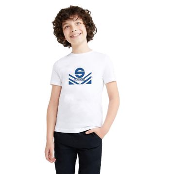 Qivi Sparco Logo Baskılı Unisex Çocuk Beyaz T-shirt