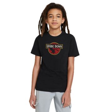 Qivi Stanger Things Upside Down Baskılı Unisex Çocuk Siyah T-shirt