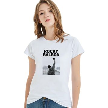 Qivi Streaming Rocky Balboa For Free Baskılı Kadın Beyaz Örme T-shirt
