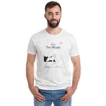 Qivi Tale of Two Wolves Graphic Novel Baskılı Siyah Erkek Örme T-shirt