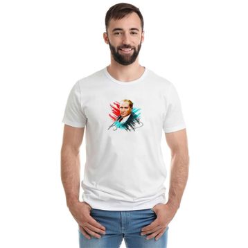 Qivi Tc Ulu Önder Mustafa Kemal Atatürk Baskılı Beyaz Erkek Örme T-shirt