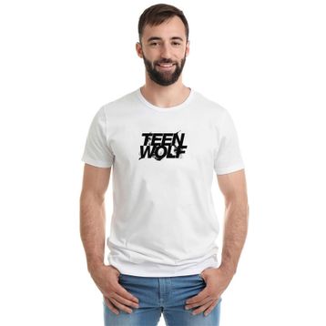 Qivi Teen Wolf Logo Baskılı Siyah Erkek Örme T-shirt