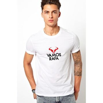 Qivi Tenis Vamos Rafa Logo Baskılı Beyaz Erkek Örme T-shirt