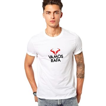Qivi Tenis Vamos Rafa Logo Baskılı Beyaz Erkek Örme T-shirt