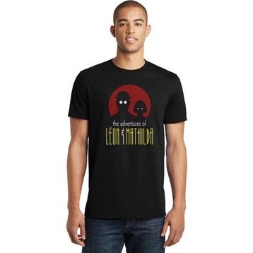 Qivi The Adventures of Leon Mathilda Baskılı Siyah Erkek Örme T-shirt